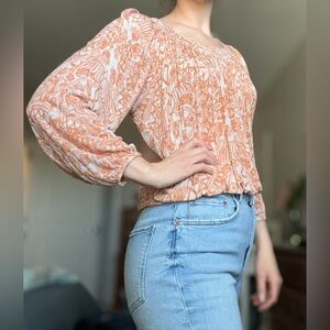 FREE PEOPLE XS orange pattern top